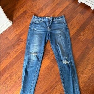 Stylish Distressed Blue Skinny Jeans
